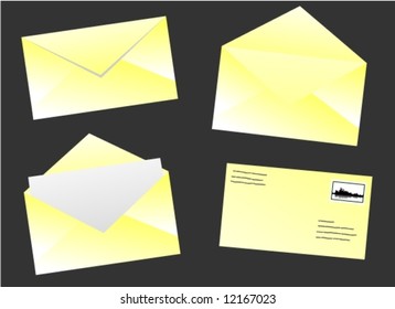 yellow envelop set in different situations