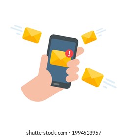 Yellow envelope. The concept of communication and email notification via online channels.