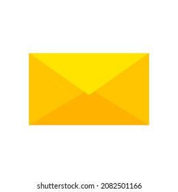Yellow envelope icon. Correspondence mail. Postage sign. Communication background. Vector illustration. Stock image.