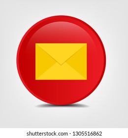 yellow envelope icon on glossy button