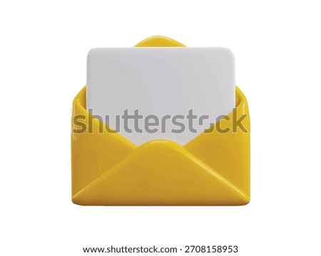 Yellow envelope with letter icon 3d render concept of envelope with latter paper icon for Newsletter or mail latter icon vector illustration