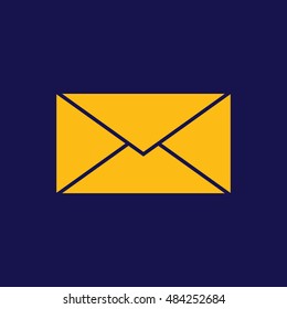 Yellow envelope letter icon vector. Blue background