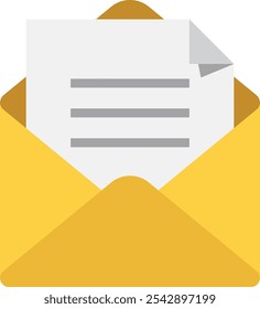 El sobre amarillo con una letra en el interior simboliza la comunicación y la entrega de correo, destacando la importancia de mantenerse conectado en la era digital