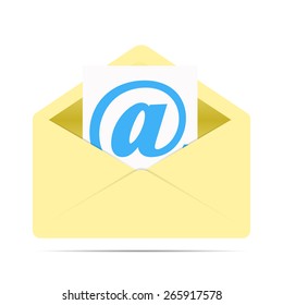 Yellow envelope letter with shadow vector illustration