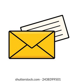 Yellow envelope and mail text symbol, message icon, email sign