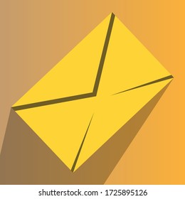 A Yellow Envelope with Shadow on Orange background.