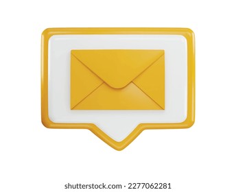 A yellow envelope with a white background icon with 3d vector icon illustration