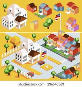 Yellow environment isometric. vector illustration