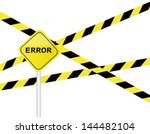 Yellow Error  and Under construction sign on a white background