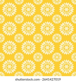 yellow ethnic elegant floral mandala motif seamless repeat pattern for wallpaper, wrapping and tile