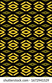 Yellow ethnic pattern on black background.