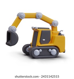 Yellow excavator with empty bucket. Heavy equipment for construction works, digging pits