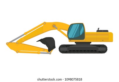 Yellow excavator. Isolated on white background.