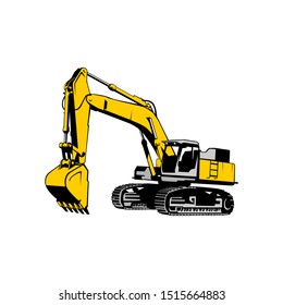 the yellow excavator ready to use