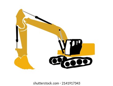 Yellow Excavator Standard Arm In Operation