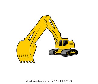 Yellow excavator template vector illustration