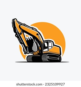 Yellow Excavator Vector Art Isolated in White Background