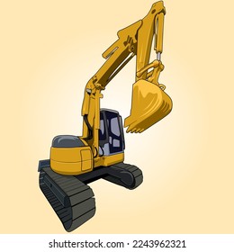a yellow excavator vector or illustration. excavator vector