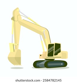 yellow excavator vector on white background
