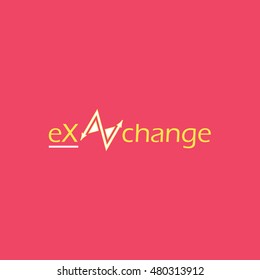 Yellow exchange vector logo design with pink background