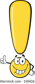Yellow Exclamation Mark Cartoon Character Giving A Thumb Up