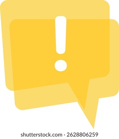 Yellow exclamation mark inside overlapping speech bubbles, symbolizing alert or important message.