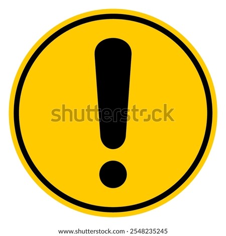 Yellow Exclamation Mark Sticker Template - Attention Sign, Information Symbol, Mockup Banner, Editable Scalable Vector Graphic Isolated on White Background EPS File. Circle