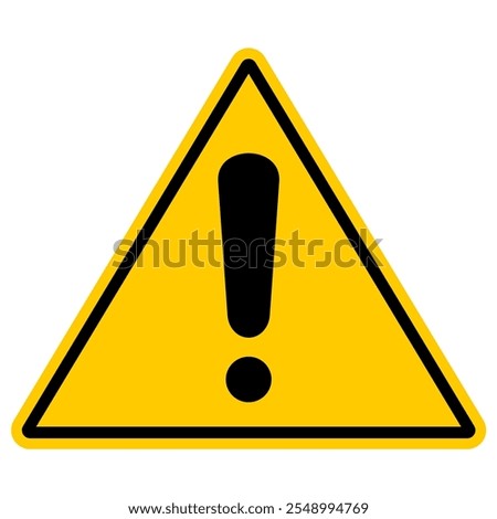 Yellow Exclamation Mark Sticker Template - Attention Sign, Information Symbol, Mockup Banner, Editable Scalable Vector Graphic Isolated on White Background EPS File. Triangle