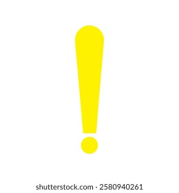 Yellow exclamation point icon silhouette vector flat illustration design on white background.