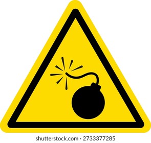 Sinal de aviso de perigo explosivo amarelo com símbolo de bomba Design vetorial