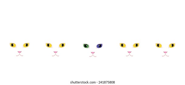Yellow eyed white cats and a odd-eyed white cat