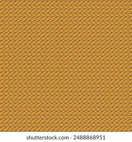 A yellow fabric with a pattern consisting of some stitches with brown thread. The texture of a fine woolen knit. Abstract vector.