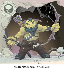 yellow a fabulous dwarf with bow and arrows