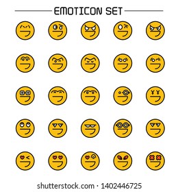 yellow face angry and moody emoticon icon set