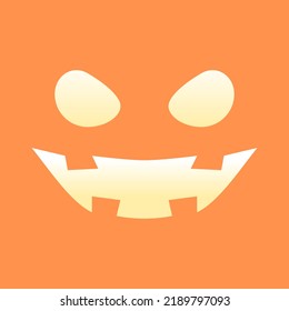 Yellow face devil pumpkin smile on orange background Halloween cartoon character vector design.