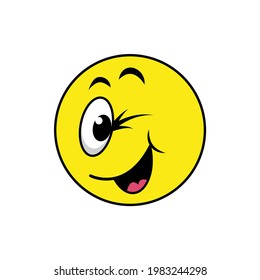 Emoticono facial amarillo cerrar gráficos de un vector ocular