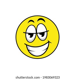 Yellow face emoticon evil laugh vector graphics