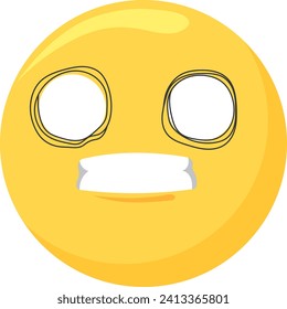 Yellow face with large eyes and gaping mouth showing shock and surprise. Expression of disbelief or amazement vector illustration.