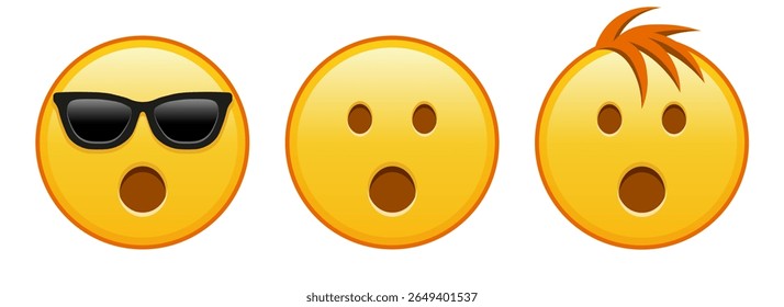 Yellow face with open mouth Set of yellow three emoji