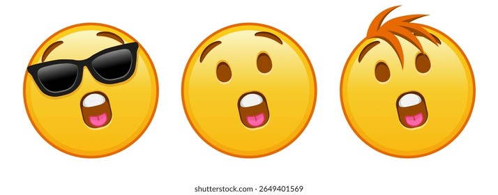 Yellow face with open mouth Set of three emoji