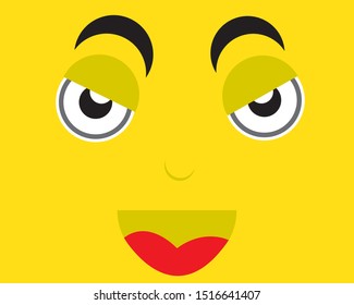 yellow face that has a cheerful expression