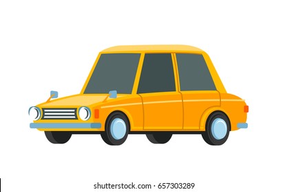 Yellow Family Sedan Car in flat vector