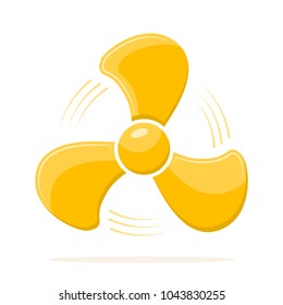 Yellow fan icon in flat design. Vector illustration. Creative graphic design logo element, isolated on white background