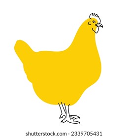 Yellow, fancy chicken. Avatar, badge, poster, logo templates, print. Vector illustration in flat cartoon style