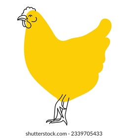 Yellow, fancy chicken. Avatar, badge, poster, logo templates, print. Vector illustration in flat cartoon style