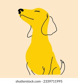Yellow, fancy dog, puppy. Avatar, badge, poster, logo templates, print. Vector illustration in flat cartoon style