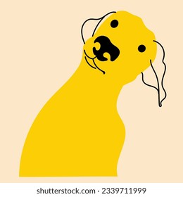 Yellow, fancy dog, puppy. Avatar, badge, poster, logo templates, print. Vector illustration in flat cartoon style