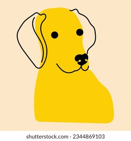 Yellow, fancy dog, puppy. Avatar, badge, poster, logo templates, print. Vector illustration in flat cartoon style