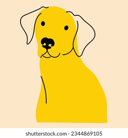 Yellow, fancy dog, puppy. Avatar, badge, poster, logo templates, print. Vector illustration in flat cartoon style