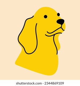 Yellow, fancy dog, puppy. Avatar, badge, poster, logo templates, print. Vector illustration in flat cartoon style